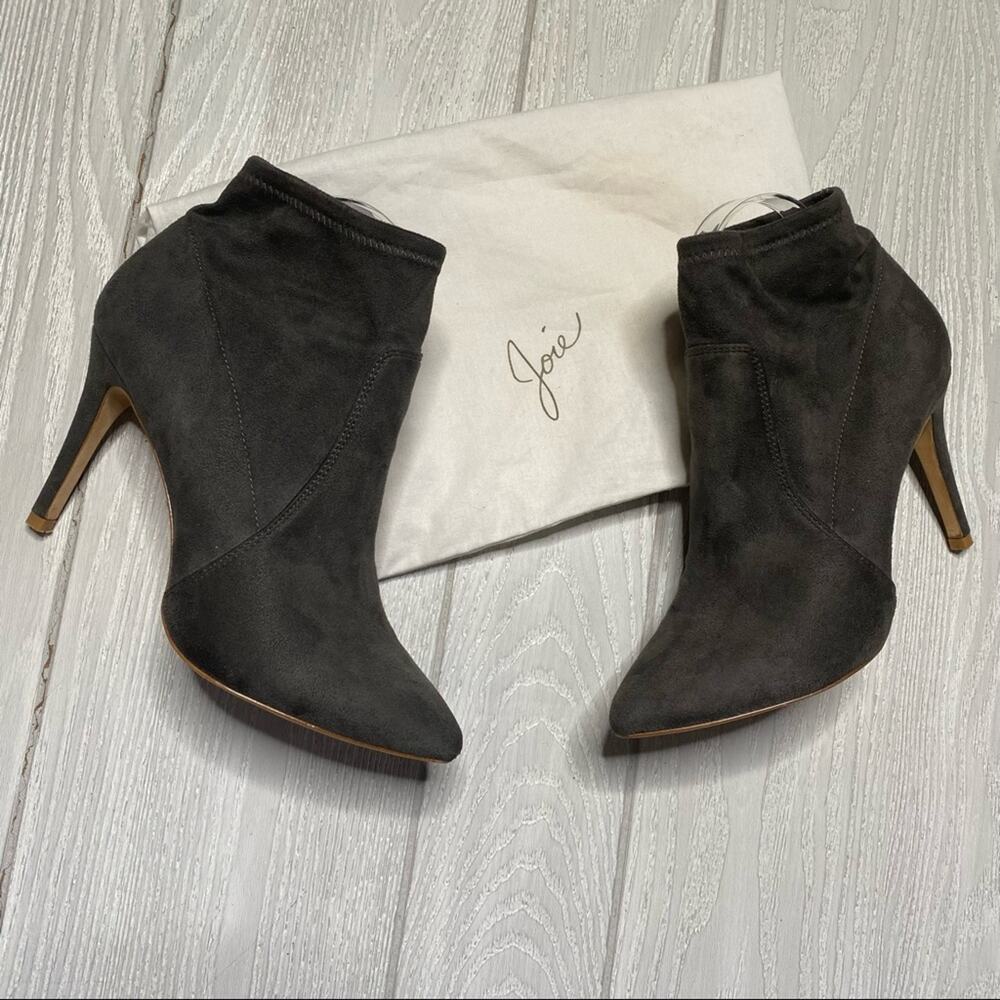 Joie Women's Jacey Gray Micro Suede Heels Boots Size 9 39.5